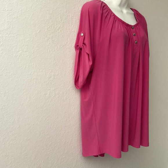 NY COLLECTIONS PLUS SIZE ¾ ROLL TAB LIGHTWEIGHT TOP 3X - Picture 7 of 13